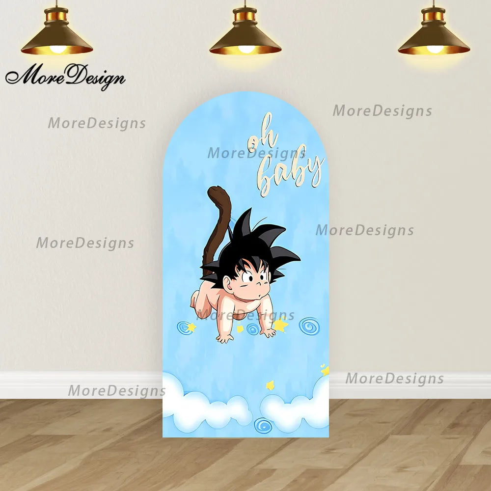 Oh Baby Goku Arch Backdrop – Blue Dragon Ball Baby Shower Decoration - Image 4