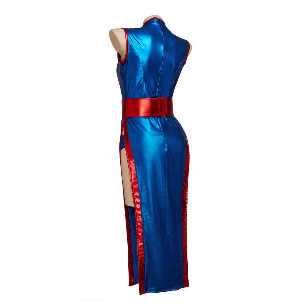 Chichi Cosplay Costume – Sexy High-Slit Blue Cheongsam Dress for Women - Image 4