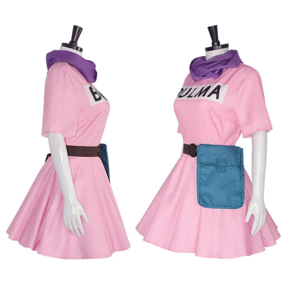 Bulma Cosplay Costume – Pink Dress Anime Uniform for Women - Image 2